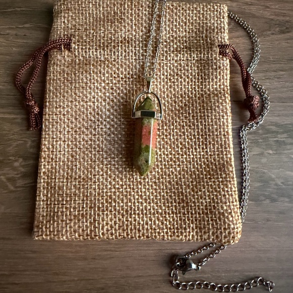 Jewelry - Unakite Point Necklace Unakite Pendant Crystal Point Necklace